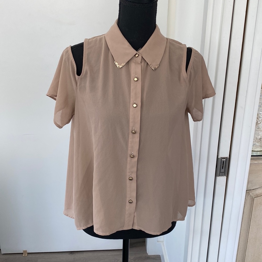 Gypsy Warrior Cold Shoulder Sheer Blouse